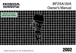 2002 Honda BF25A BF30A Outboards Owner's Manual